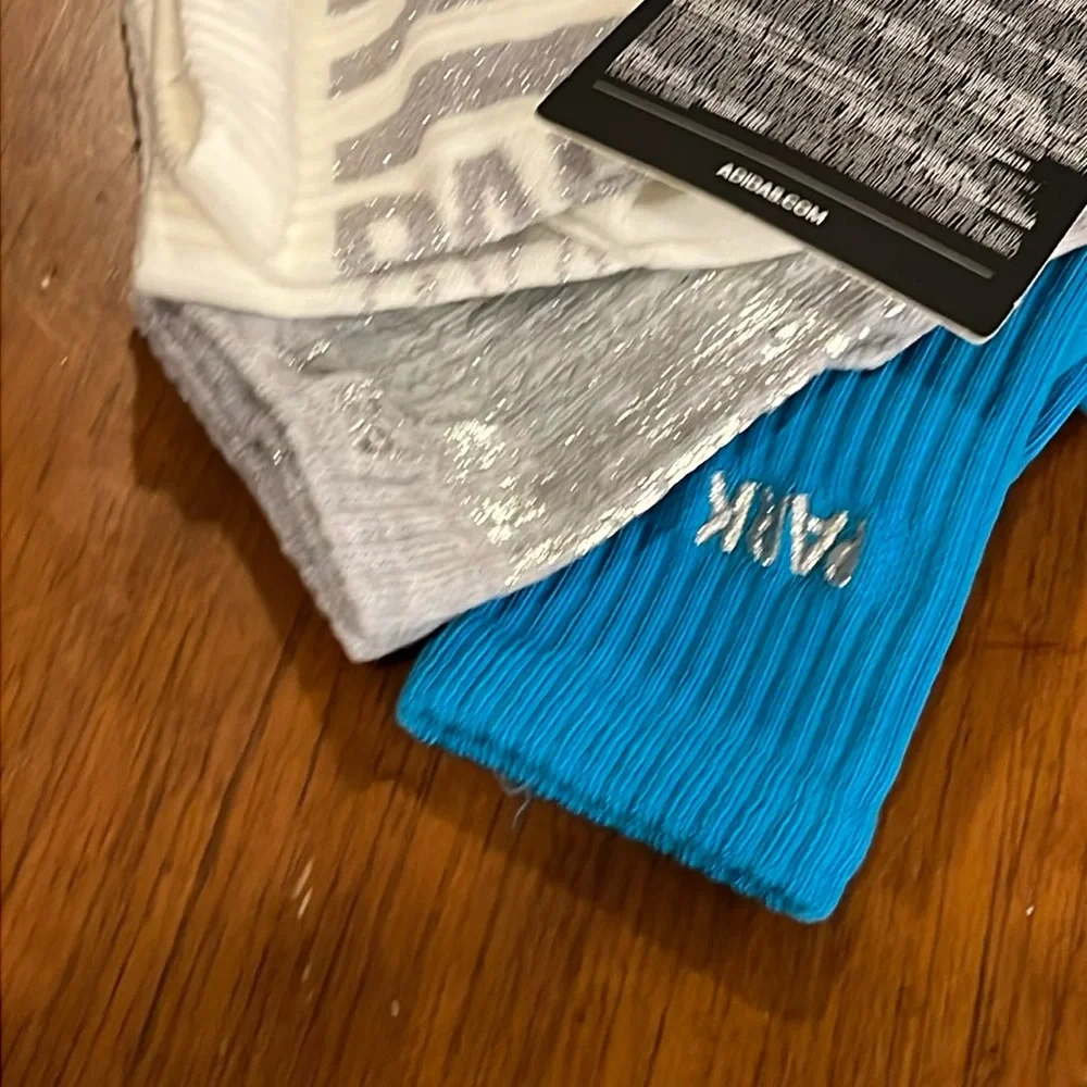 Adidas Ivy Park Socks x 3 Pair Silver Sparkle Blue Girls new Kids Size 8K - 10K